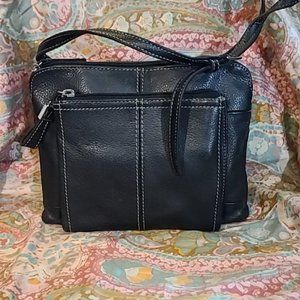 Tignanello Black Leather Crossbody Bag